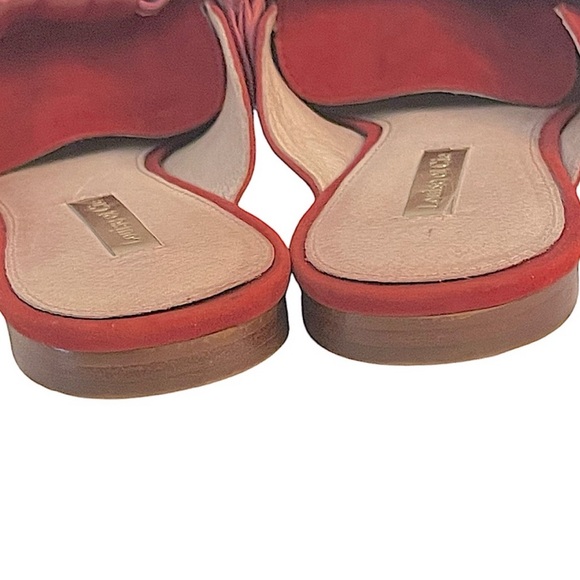 Louise et Cie Cela Bow Mule Red Suede Pink Textile Bow Holiday Festive Size 9.5 - Picture 6 of 10
